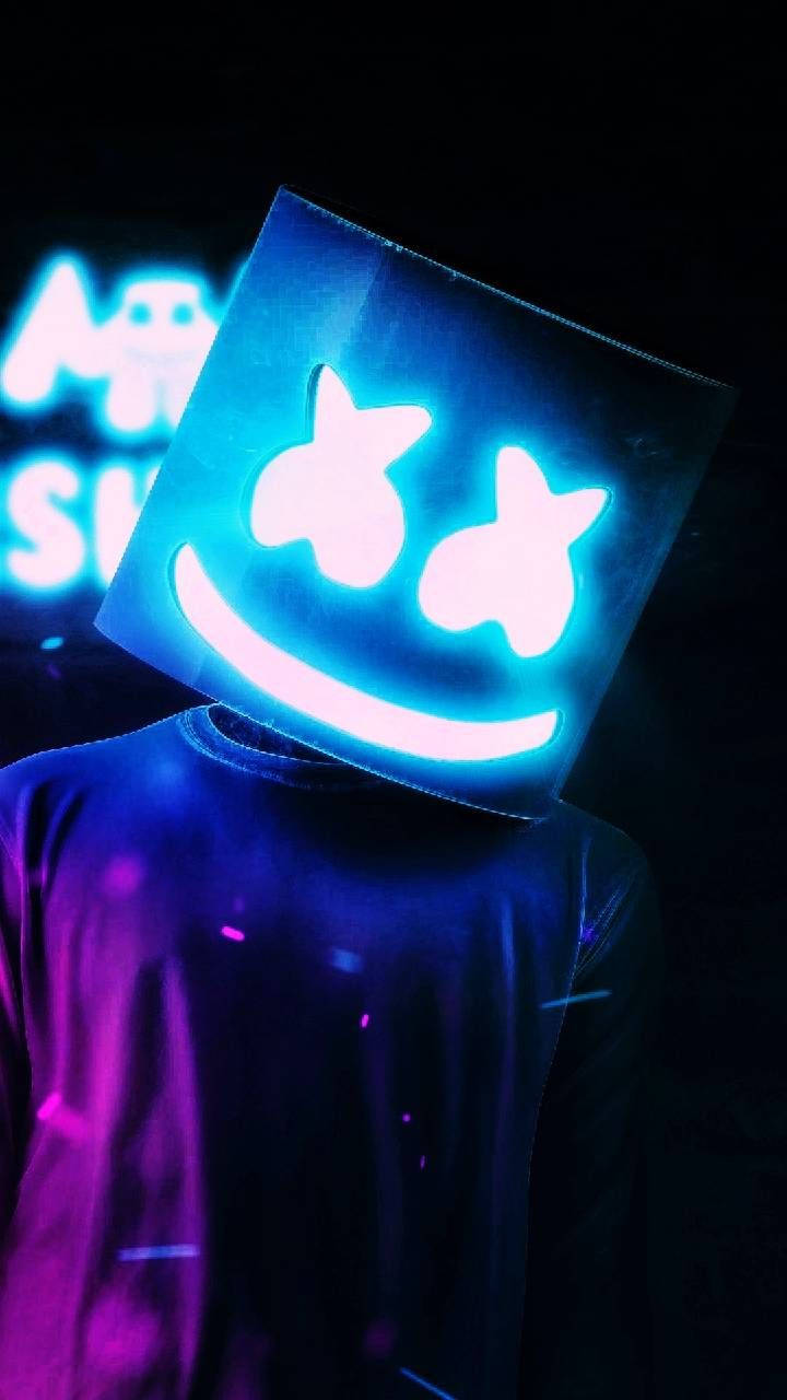 Чорний неоновий шолом Marshmello Шпалери