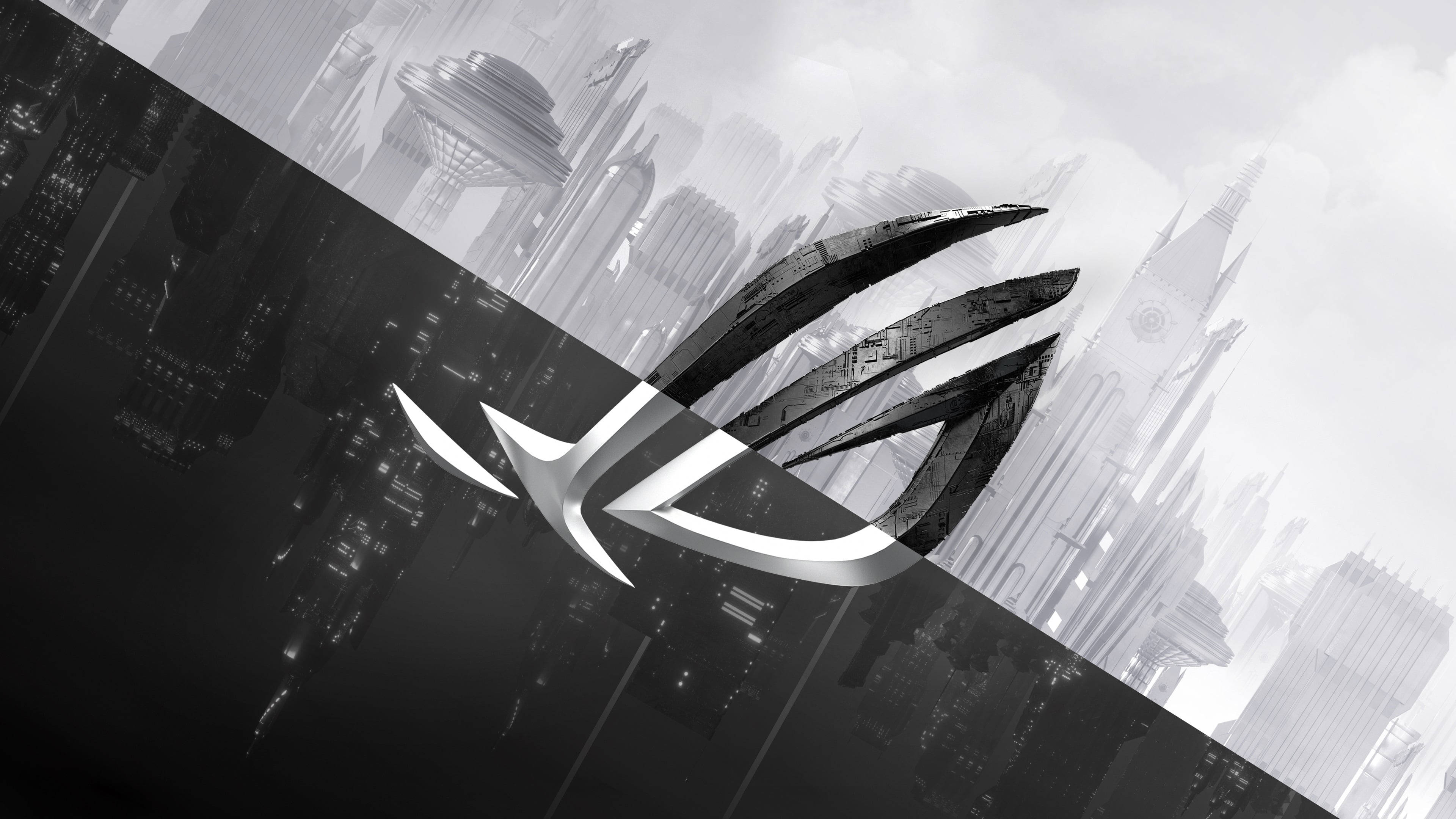 Чорно-білий логотип ігрового ноутбука Asus ROG Шпалери
