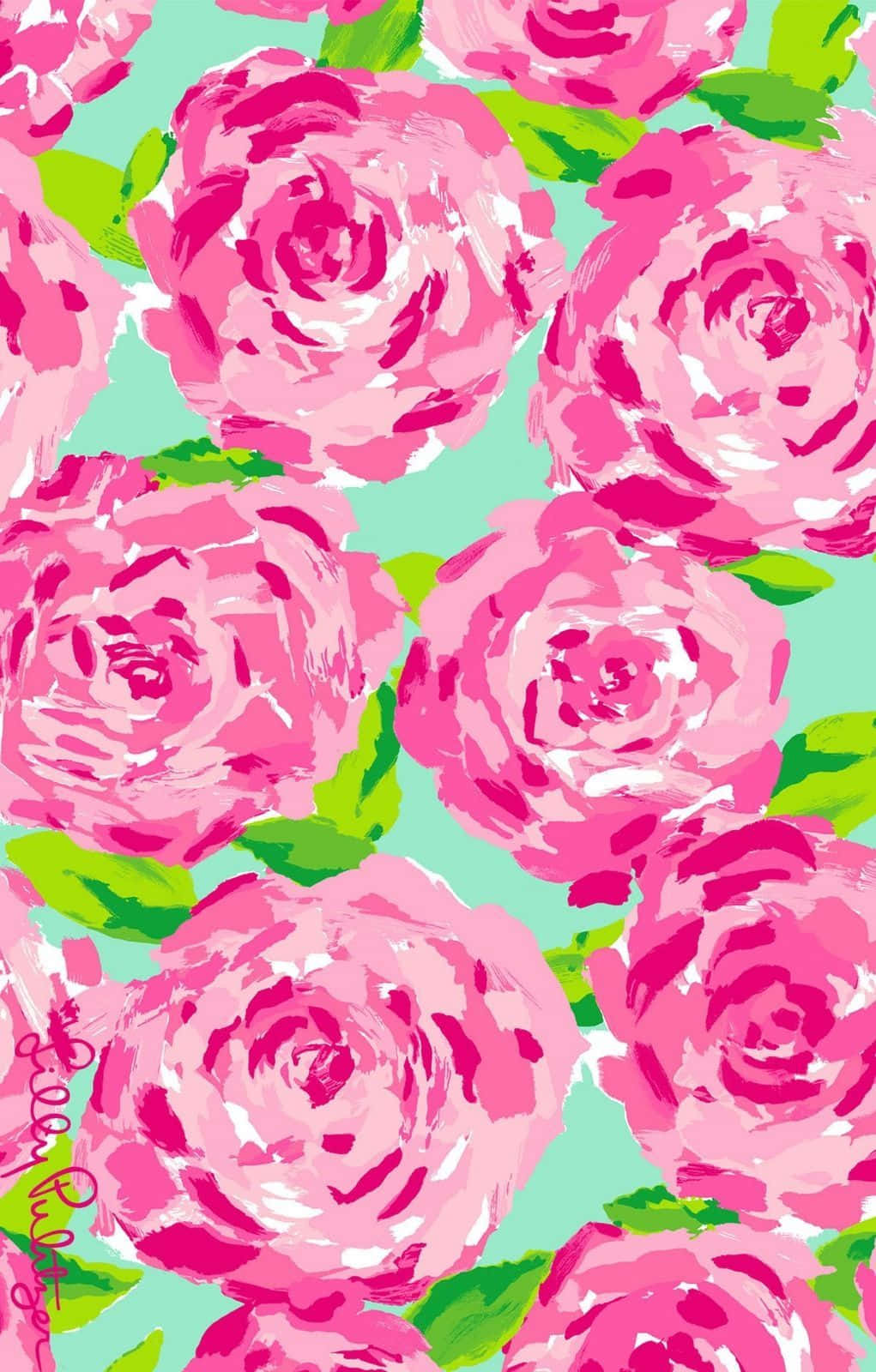 Элегантный узор Lilly Pulitzer в ярких цветах Шпалери