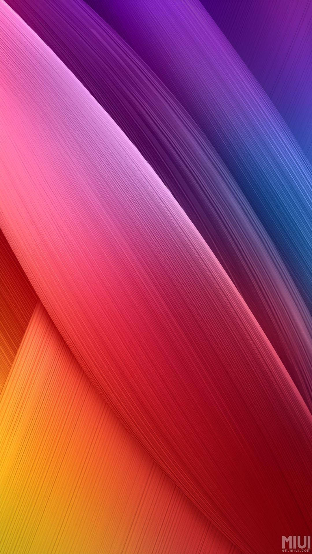 Яскраві шпалери MIUI з фіолетовими, помаранчевими та червоними смугами Шпалери