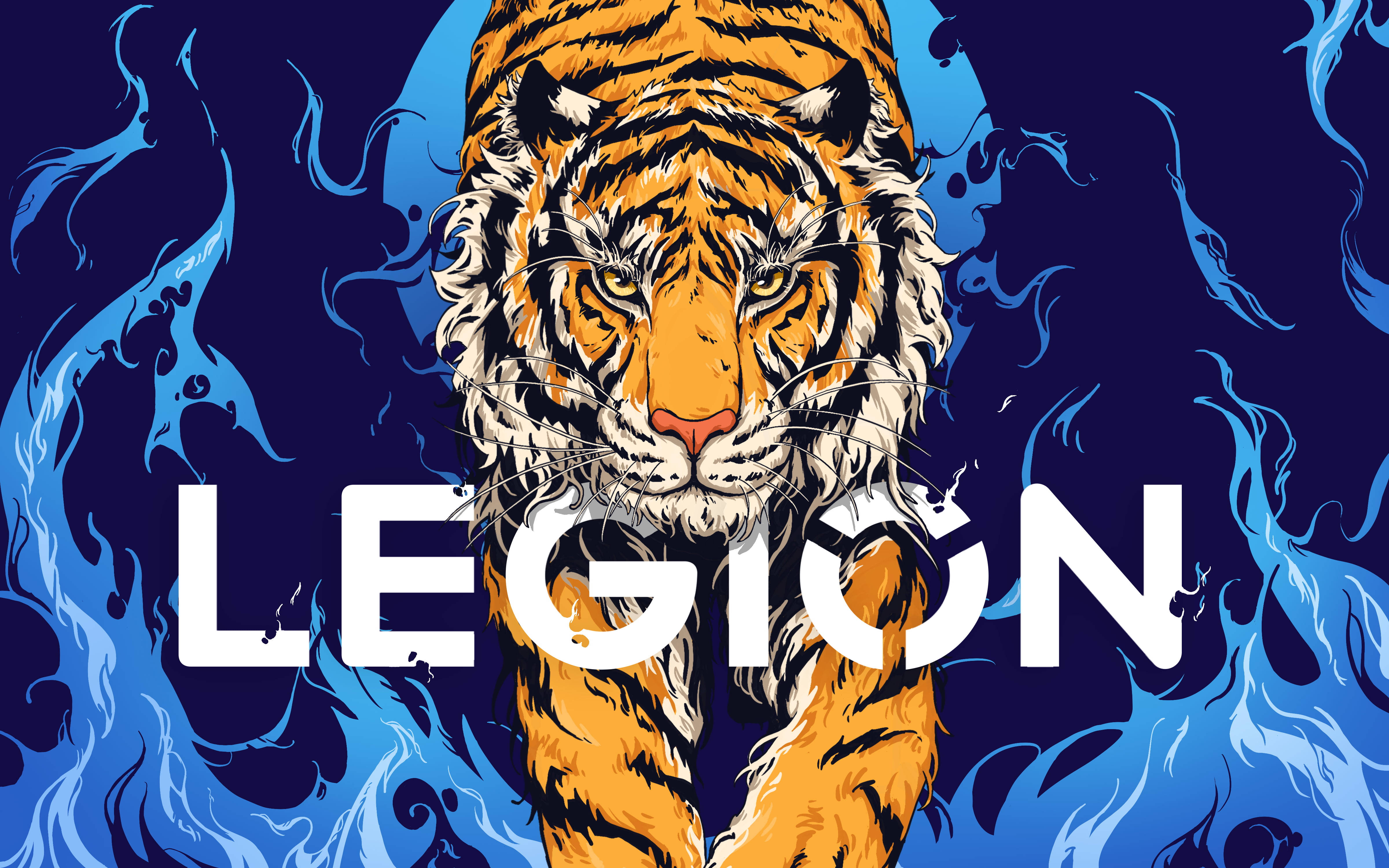 Ігровий ноутбук Lenovo Legion з тигром Шпалери