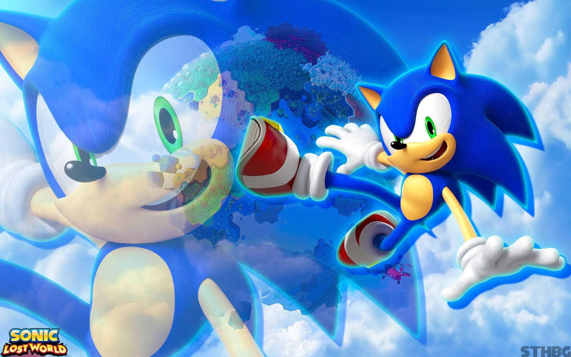 Шпалери з динамічним синім їжаком Соніком у грі Sonic Lost World.