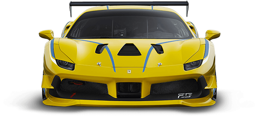 Жовтий гоночний автомобіль Ferrari спереду