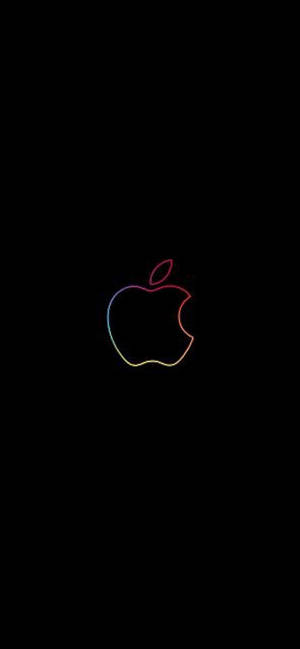 Обої iPhone XR с черным фоном и радужным логотипом Apple — iPhone 13 Mini Шпалери