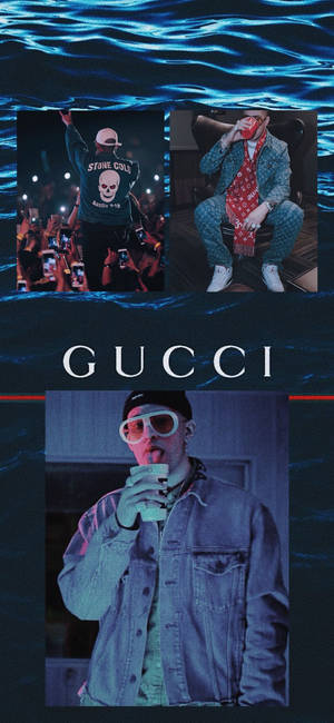 Обои Bad Bunny Gucci постер — iPhone 14 Pro Max Шпалери