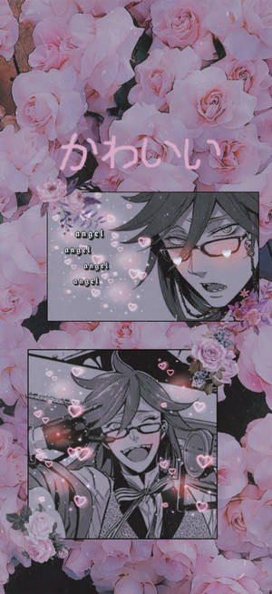 Обои Black Butler розовая эстетика цветочный Грелль — iPhone 14 Шпалери