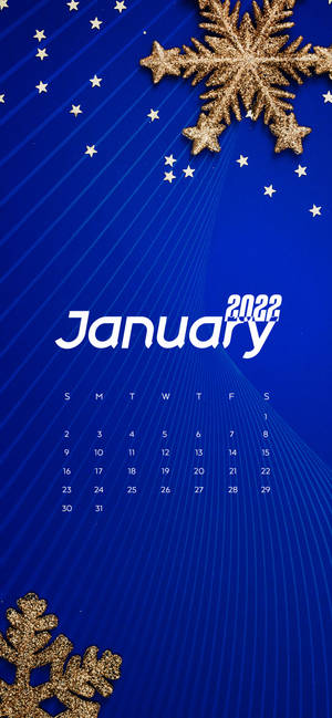 Blue January 2022 snowflake calendar wallpaper — iPhone 15 Pro Max Шпалери