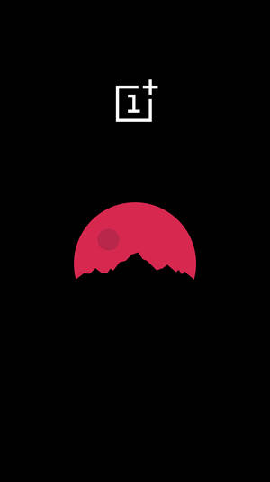 AMOLED-обои с розовой луной и логотипом OnePlus на чёрном фоне. — AMOLED Шпалери