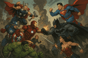 Естетичний фон Marvel, фон коміксів DC, Бетмен, фон супергероїв, Супермен, Залізна Людина, Диво-Жінка