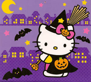 Шпалери Hello Kitty Хелловін Мила Відьма — Hello Kitty Хелловін Шпалери