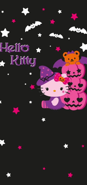 Обои Hello Kitty Хэллоуин розовые фонари Джека — iPhone 15 Plus Шпалери