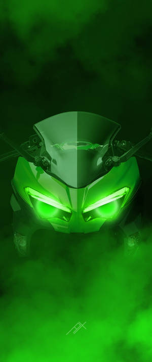 Kawasaki H2r зеленый дым — Galaxy Z Flip 6 Шпалери