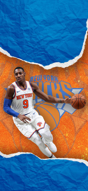 Обои New York Knicks orange blue logo — iPhone 15 Шпалери