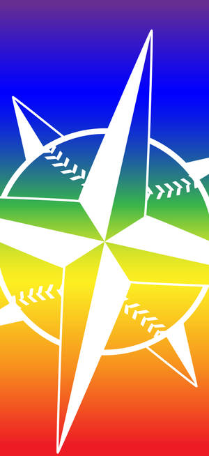Обої с логотипом Seattle Mariners в кольорі радуги — iPhone 18 Pro Max Шпалери