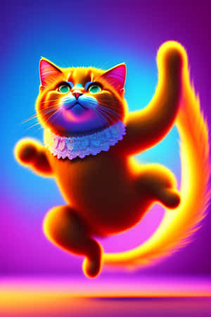 Vibrant_Dancing_Cat_Illustration.jpg — Танцующий кот Шпалери