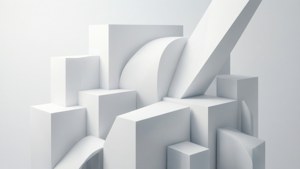 Сучасна 3D-абстрактна композиція з білих геометричних форм з делікатними градієнтами. — Біла естетика Шпалери