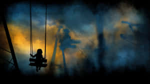 дитина,силует,ігровой майданчик,гойдалки,закинутий,абстрактний,спотворений,сюрреалистичный,непокой,тайна,сонный,концептуальний,художественный,фантазия,яркий
