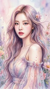 Ніжний акварельний малюнок Kpop айдола з квітковими елементами. — Kpop гіф Шпалери