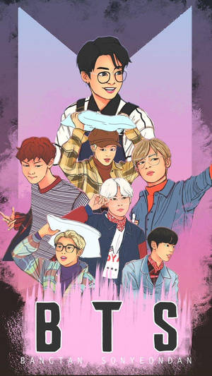 Аніме Джонгук з учасниками BTS — Логотип bts GIF Шпалери