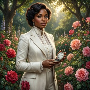 Nea D. Campbell в викторианском саду с розами — Pixel Watch 5 Шпалери