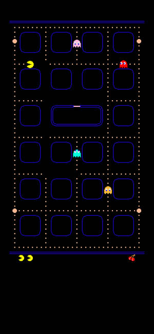 Обои iPhone XR с игрой Pac-Man на чёрном фоне — iPhone Xr Шпалери