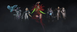 Обои с героями и злодеями StarCraft на обложке тизера видеоигры Heroes of the Storm. — 3440x1440 Шпалери