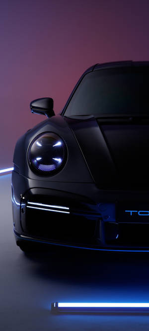 Гладкий чёрный Porsche 911 — iPhone 16 Pro Шпалери