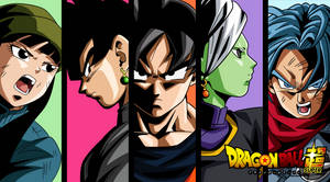 Колаж шпалер із персонажами Dragon Ball Super із Гоку.