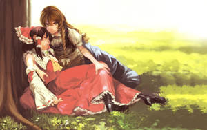 Аниме лесбиянки Рейму и Мариса обои — Аніме лесбійки Шпалери