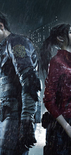 Resident Evil 2 Remake Леон Кеннеди и Клэр Редфилд обои для iPhone