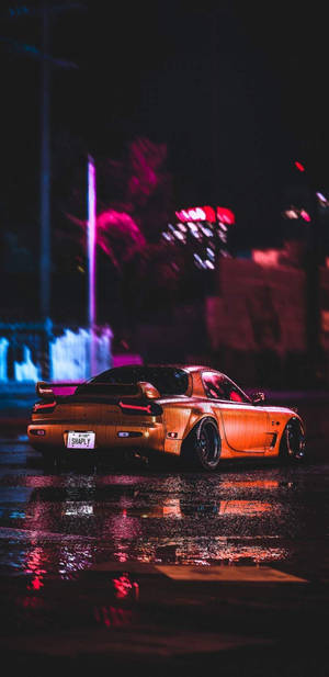 Естетика оранжевого JDM авто ночью