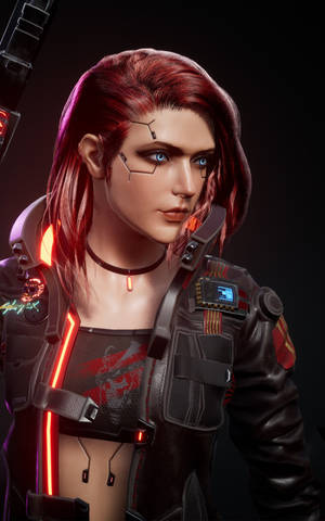 Женщина-участница банды в Cyberpunk для Android — Galaxy Tab Active5 Шпалери