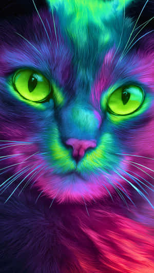 кот,кошачий,животное,питомец,яркий,неоновый,свечение,красочный,переливающийся,психоделический,фэнтези,мечта,живой,светящийся,электрический,абстрактный,художественный,цифровой,крупный план,портрет