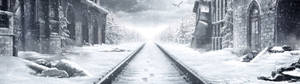 Обои с зданием в снігу из Metro Exodus — 32:9 Шпалери