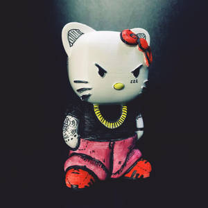 Шпалери зі злою Hello Kitty на Хелловін у образі бандита — Hello Kitty Хелловін Шпалери