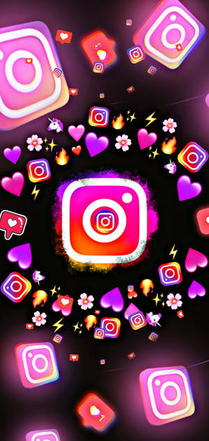 Обои иконка Instagram и эмодзи — iPhone 14 Шпалери