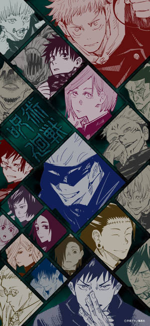 Шпалери з колажем персонажів Jujutsu Kaisen