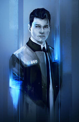 Фан-арт Коннора из Detroit Become Human в оттенках серого обои — Honor MagicPad 3 Pro 12.3 Шпалери