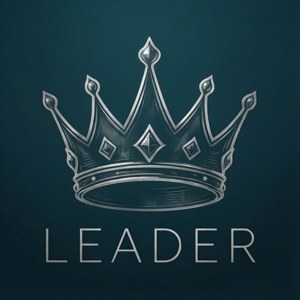 Выцветший серебряный контур короны с текстом «LEADER» на бирюзовом фоне. — Tecno Phantom V Flip Шпалери