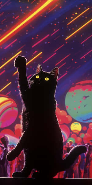 Кот в стиле диско — Танцующий кот Шпалери