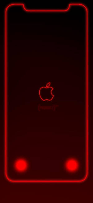 Логотип Apple с неоновой красной рамкой, обои iPhone XR — iPhone Xr Шпалери