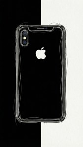 Мінімалістичний лінейний малюнок iPhone XR, чорно-білий, елегантні художні обої.
