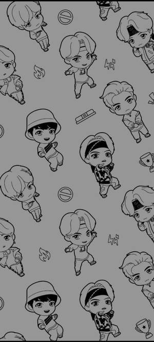Обої лінійного рисунка BTS Tinytan — POCO C71 Шпалери