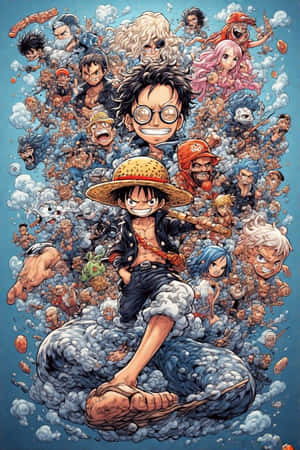 Луффи, Гоинг Мерри, One Piece, аниме обои, закатное небо, соломенная шляпа, приключения — iPhone 4 Шпалери