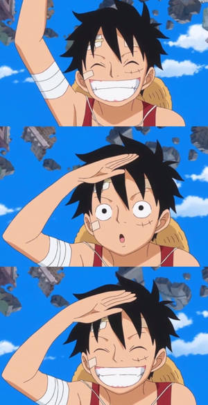 Луфі посміхается, приложив руку до лба — One piece Шпалери