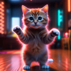 Милашка-котик танцующая иллюстрация — Танцующий кот Шпалери