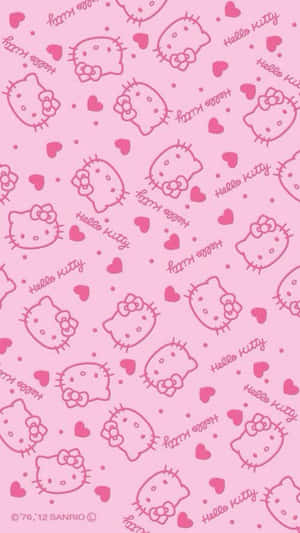 Миле рожеве мистецтво шпалер Hello Kitty з сердечками