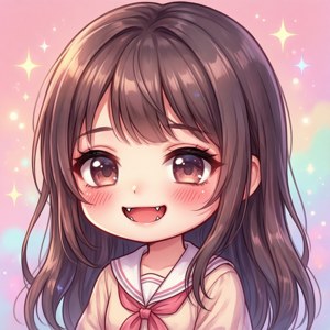 Кавайная аниме-девушка с маленькими клыками, милая и пастельная. — Tecno Phantom V Flip Шпалери