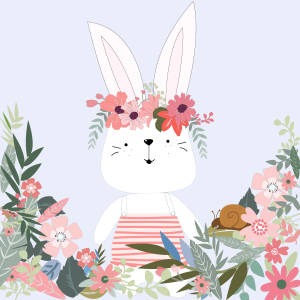 Милый весенний мультяшный зайчик