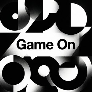 Черно-белая абстрактная геометрия с жирным текстом «Game On». — OLED Шпалери